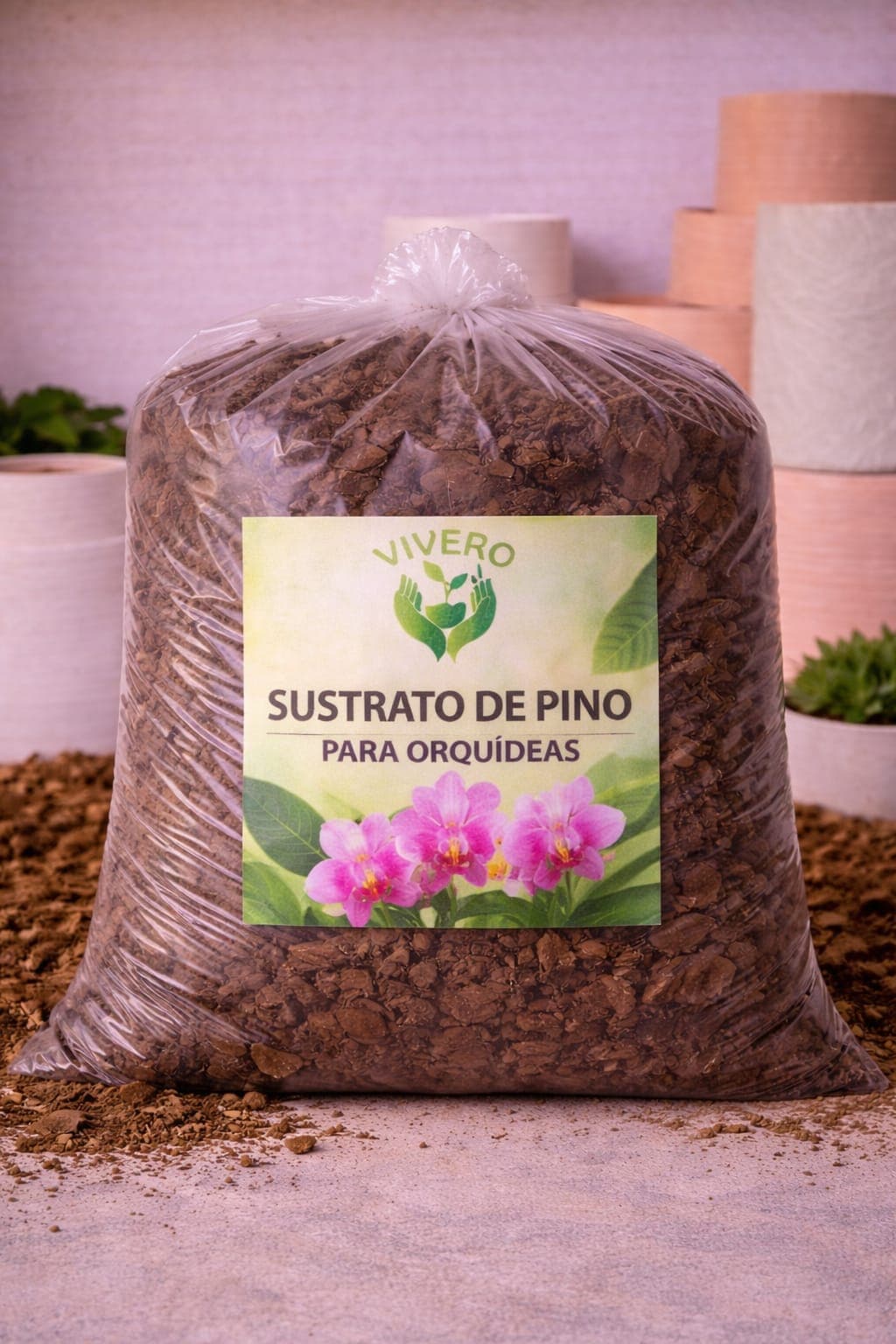 Corteza de pino para orquídeas